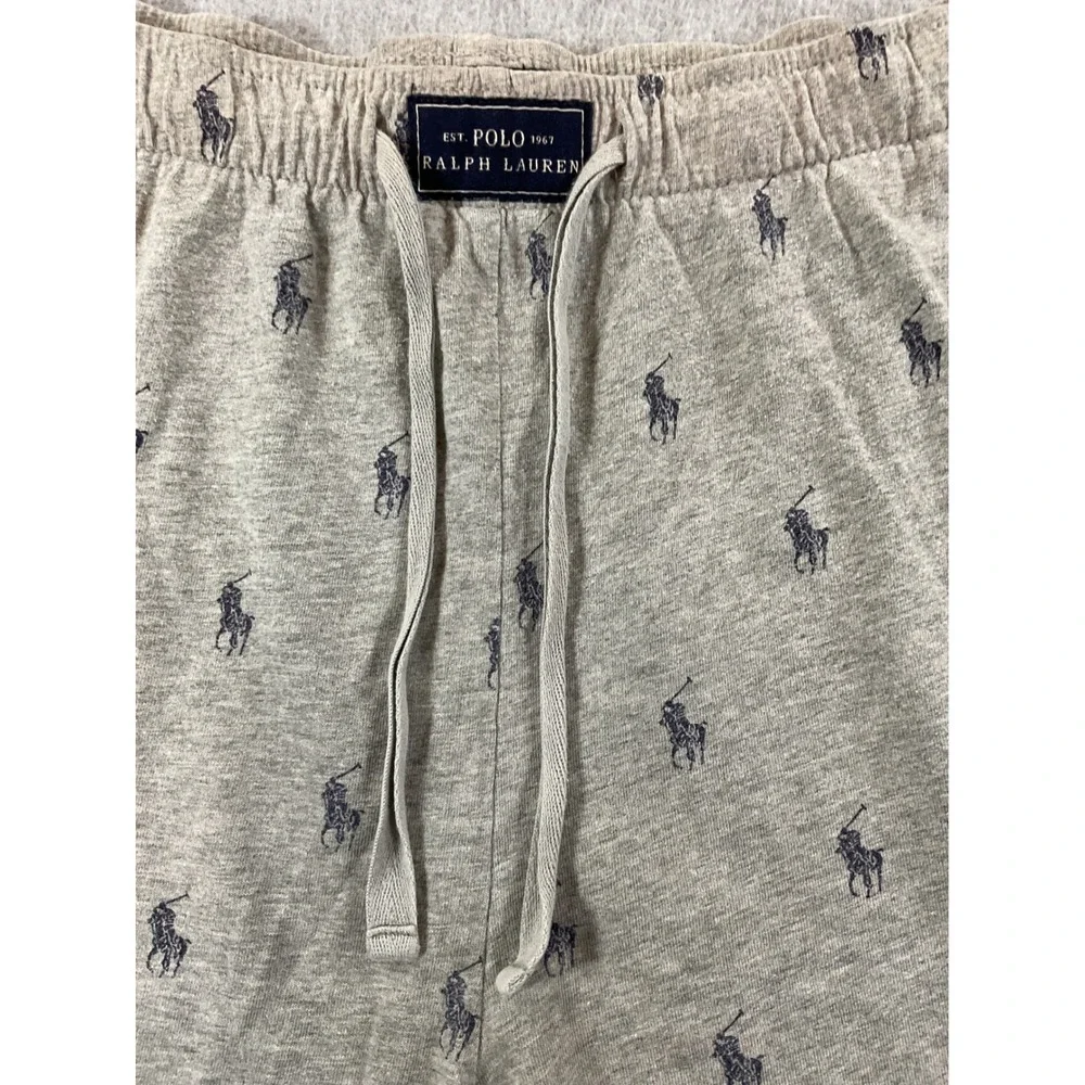Polo Ralph Lauren Mens Gray All Over Pony Logo Sleep Shorts Size Large 1384